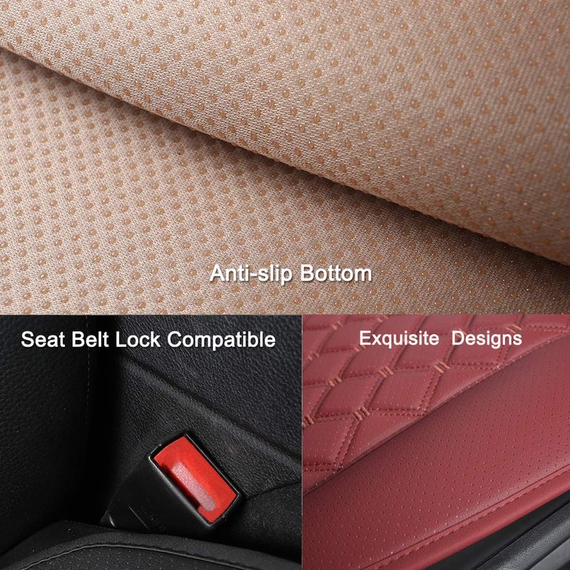 Black Panther 1 Pair Luxury Car Seat Covers Protectors, Universal Anti-Slip Driver Seat Cover with Partial Backrest Coverage (Middle Part Only), Diamond Pattern, Compatible with 95% Cars (Burgundy) - Image 4